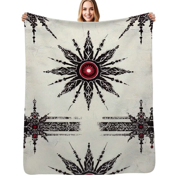 Abstract red black art design Flannel Blanket Warm Soft Bedding Throws Winter Camping Chair Sofa Bed