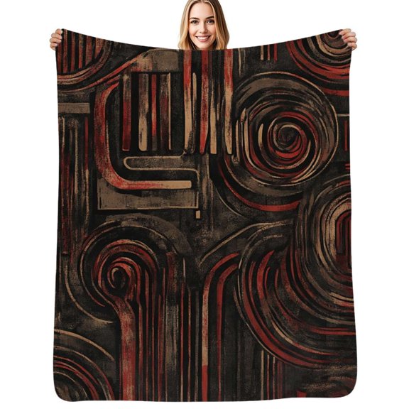 Abstract red black design art Flannel Blankets Soft Warm Throw Blanket Autumn Camping Bedroom Aesthetic Bedspread