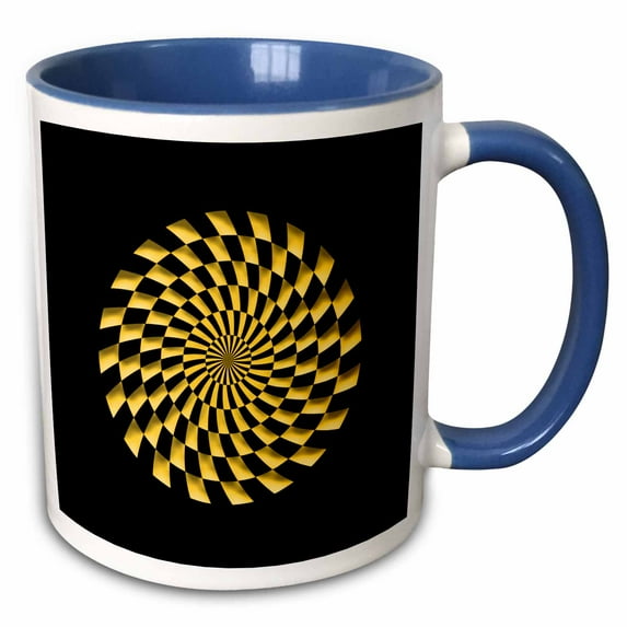 Abstract shape of concentric twisted elements of yellow, black colors 11oz Two-Tone Blue Mug mug-339668-6