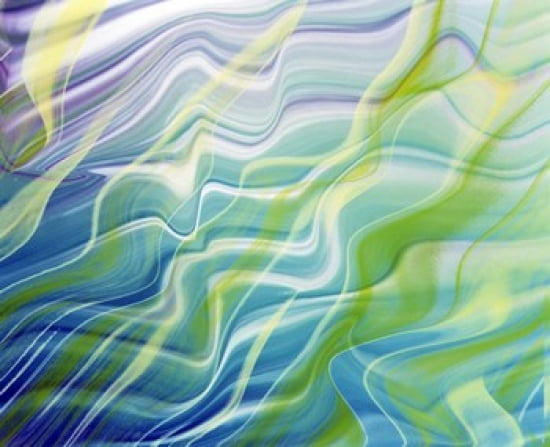 Abstract steaks of green blue lavender and white in blowing fabric Canvas Art - Panoramic Images (24 x 20)