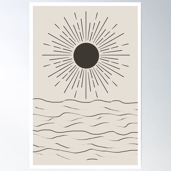 Abstract sun and ocean Poster, 12x18 UNFRAMED