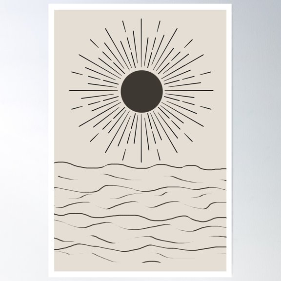 Abstract sun and ocean Poster, 8x12 UNFRAMED