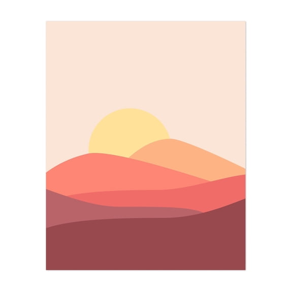 Abstract sunrise - Illustration Abstract Minimalist Sunset Pastel Desert Boho Modern Art Unframed Wall Art Print 20 x 24 inches
