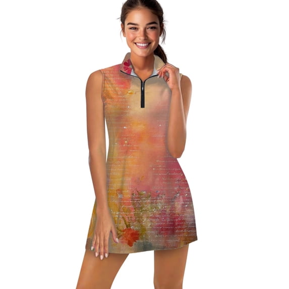 Abstract swirls floral text art Sports Dresses Women Tennis Dress Outdoor Badminton Golf Quick-Drying And Breathable Sports Dress