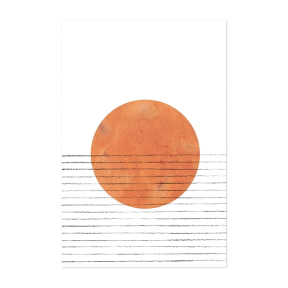 Abstract terracotta sun - Mixed Media Unframed Wall Art Print 4 x 6 inches