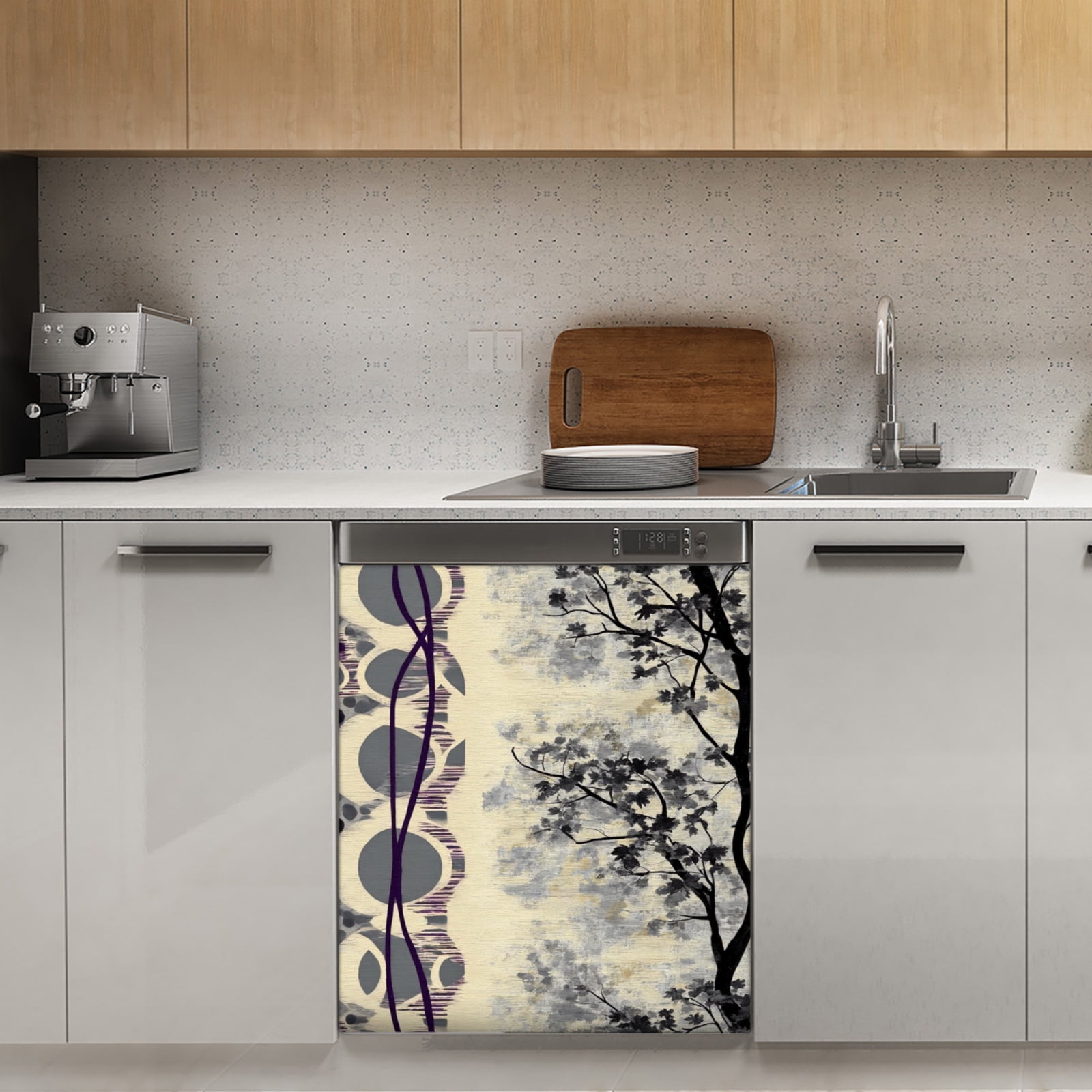 Abstract tree gray design art Dishwasher Magnet Cover Decorative ...