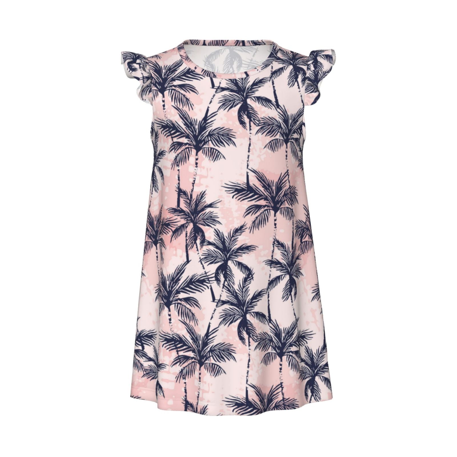 Abstract tropics palm trees Girls Nightgowns, Short Sleeves Dress Girls