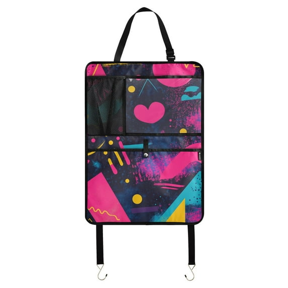 Abstract vibrant geometric art Car Seat Back Kick Protectors,51 Pack Kick Mats with Storage Pockets for Vehicles to Protect from Dirt, Mud & Scratches