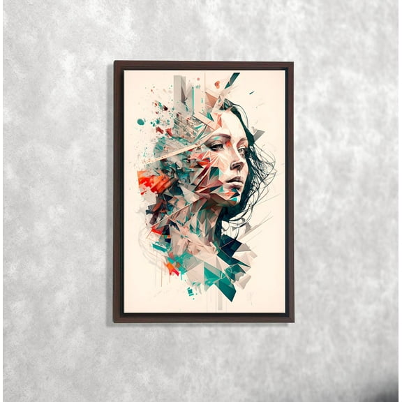 Abstract woman portrait wall art, geometric face, modern, edgy colorful print, contemporary female decor Poster Decor, Size 16x24 UNFFRAMED F03.1.8l1432