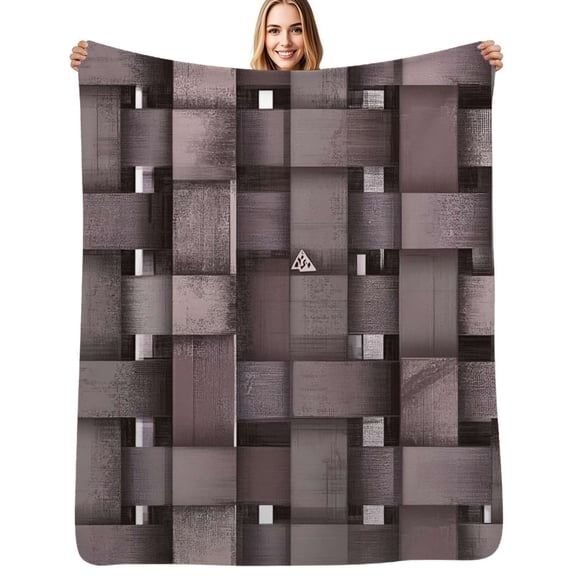 Abstract woven gray pattern Flannel Blanket Warm Soft Bedding Throws Winter Camping Chair Sofa Bed