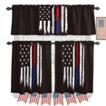 thumbnail image 1 of AbstractAmerican Flag Kitchen Curtains Valances 3 Piece Set, Patriot Black Symbol Rod Pocket Tier Curtain and Valance Drapes for Small Window 24 Inch Length for Bedroom Cafe, 1 of 9