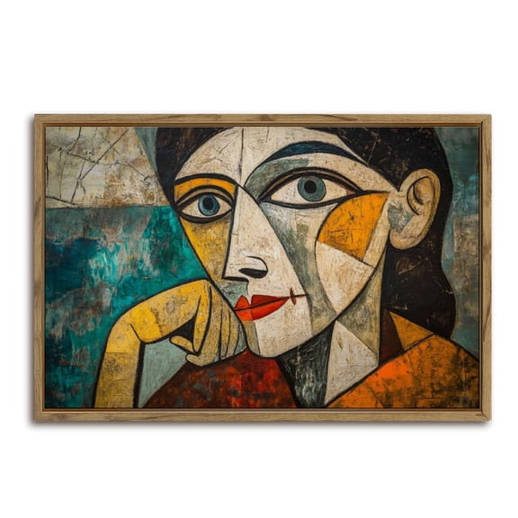 Abstracted Female Portrait Expressionism Horizontal Canvas Wall Art with Lightweight Foam Frame - Durable and Ready to Hang, Modern Decorative Print for Living Room, Bedroom, Or Office