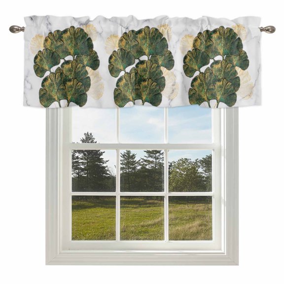 Abstraction Almond Leaves Valances for Windows Farm Botanical Rod Pocket Curtain Valance Window Treatment Short Curtains for Kitchen Living Room,42x12in