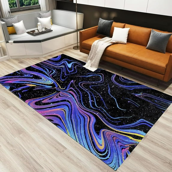 Abstraction Area Rug Colorful Modern Irregular Stripes Bedroom Floor Rugs Doormat Living Room Home Decor Carpets Mats Boys Girls 4x5 Non-slip Washable Soft Durable Indoor Outdoor