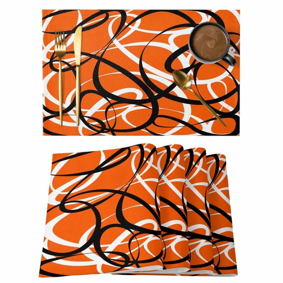 Abstraction Distortion Lines Art Placemats Set of 6,Wipeable Washable ...