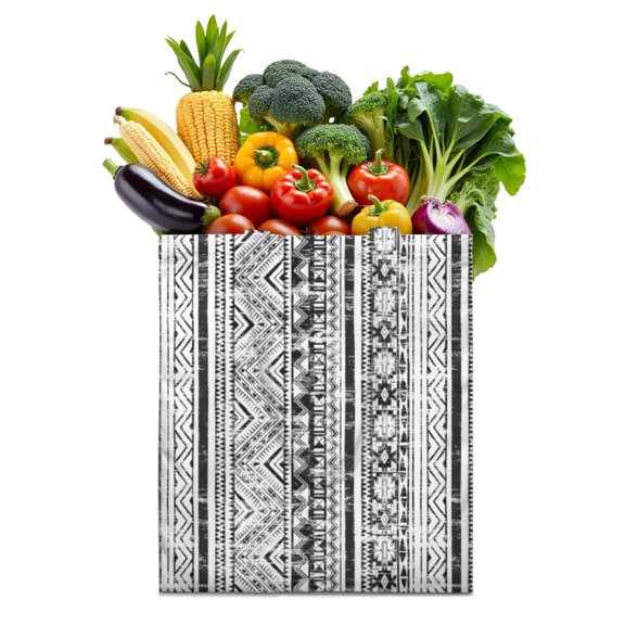 Abstraction Tribal Pattern Canvas Tote – Earthy Bohemian Reusable Bag