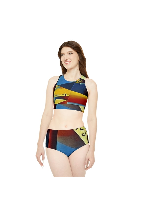 'Abstraction of Life' Sporty Bikini Set (AOP)