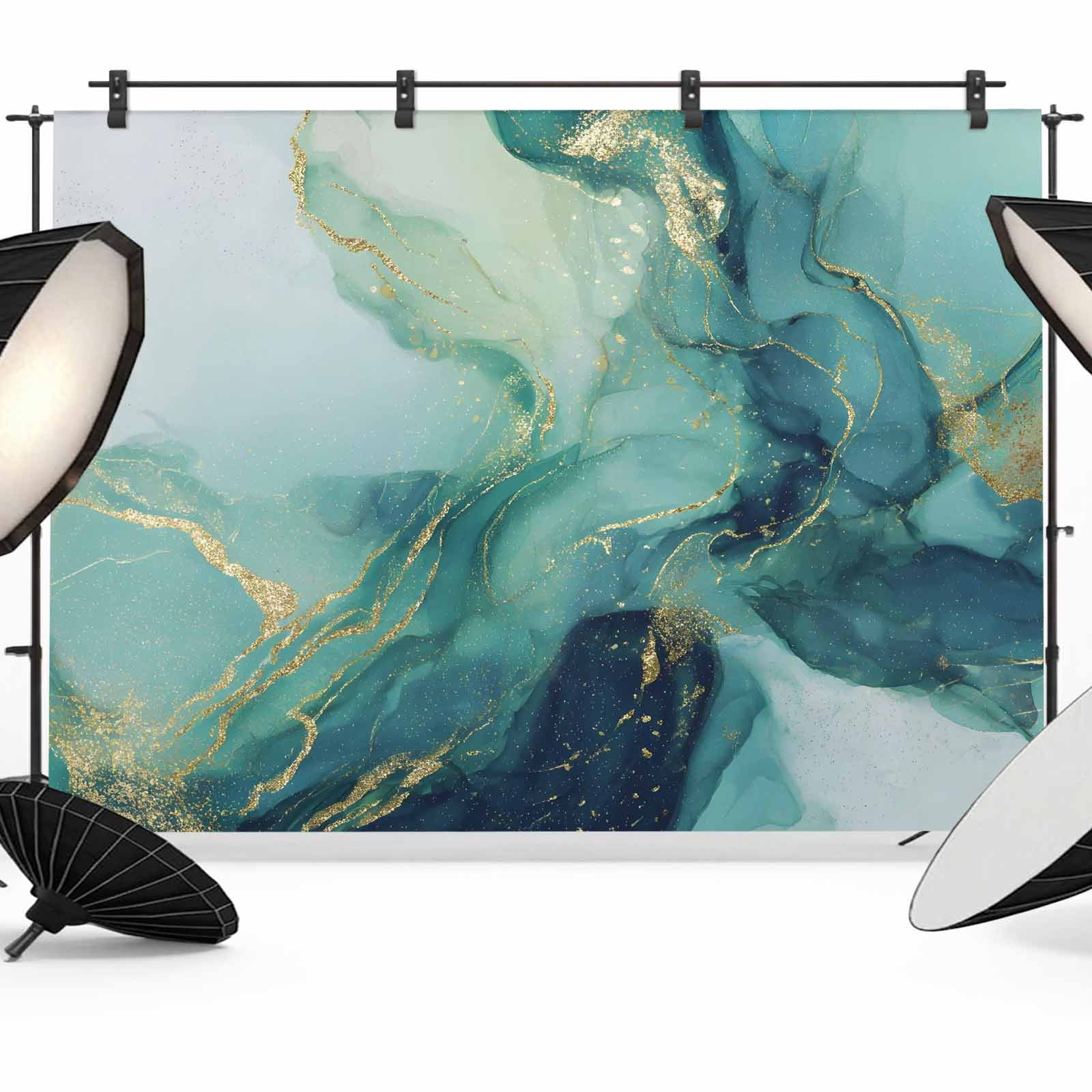 Abstracts Marble Photography Backdrop 7x5FT, Teal Green Ombre Stone ...