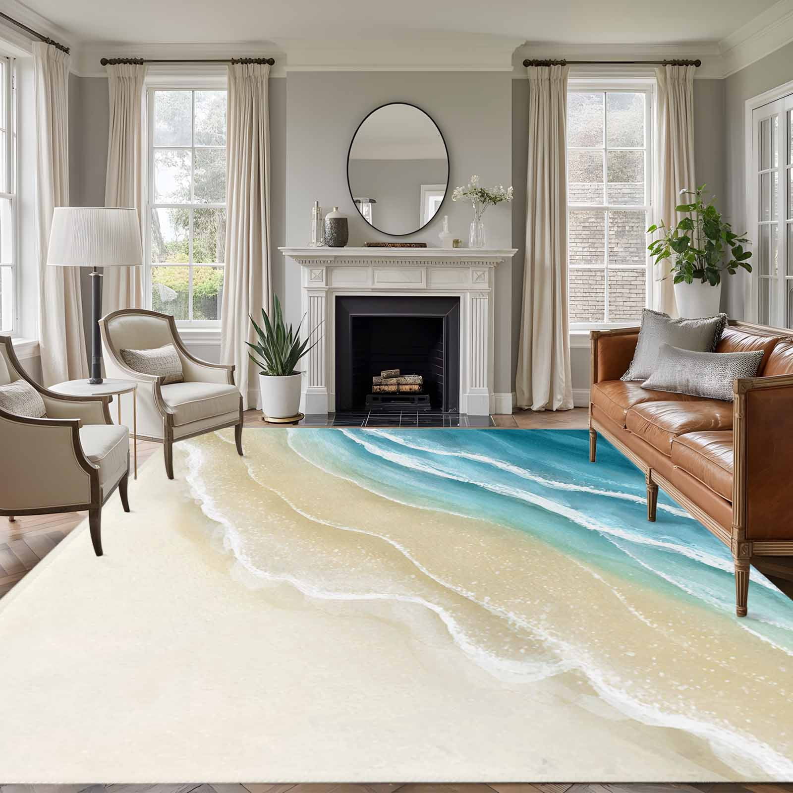 Abstracts Sandy Beach 5x7 Rug for Living Room Sofa and Coffee Table ...