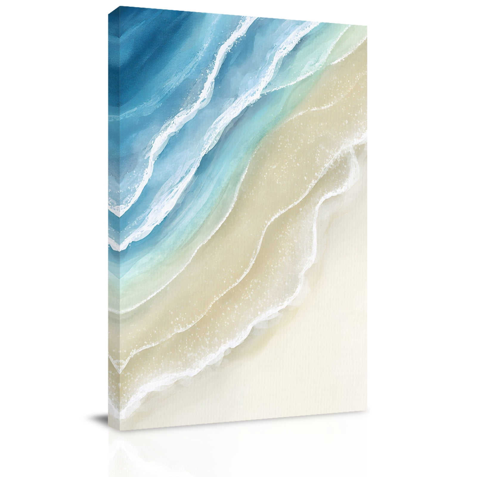 Abstracts Sandy Beach Canvas Wall Art for Living Room, Blue Beige ...