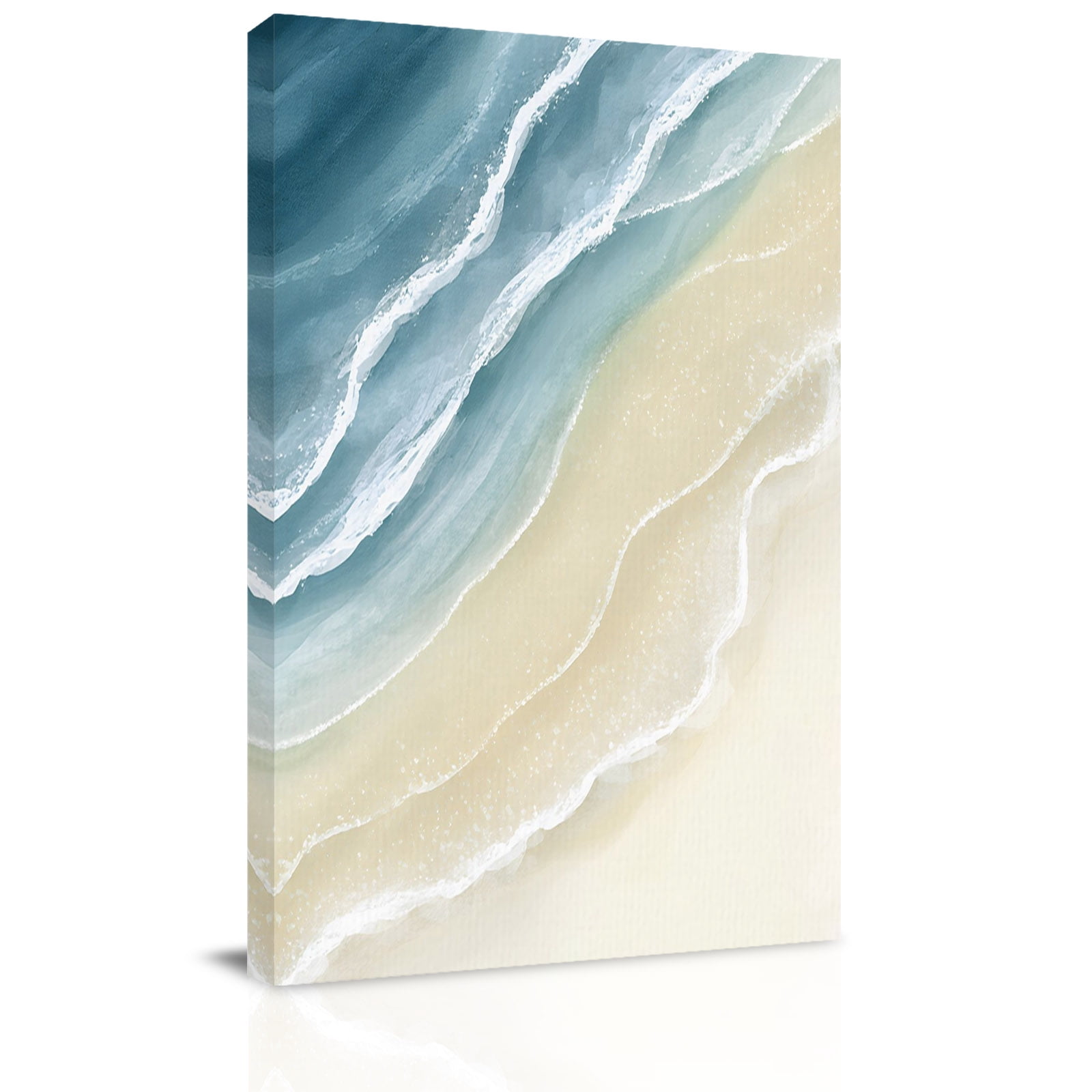 Abstracts Sandy Beach Canvas Wall Art for Living Room, Grey Blue Beige ...