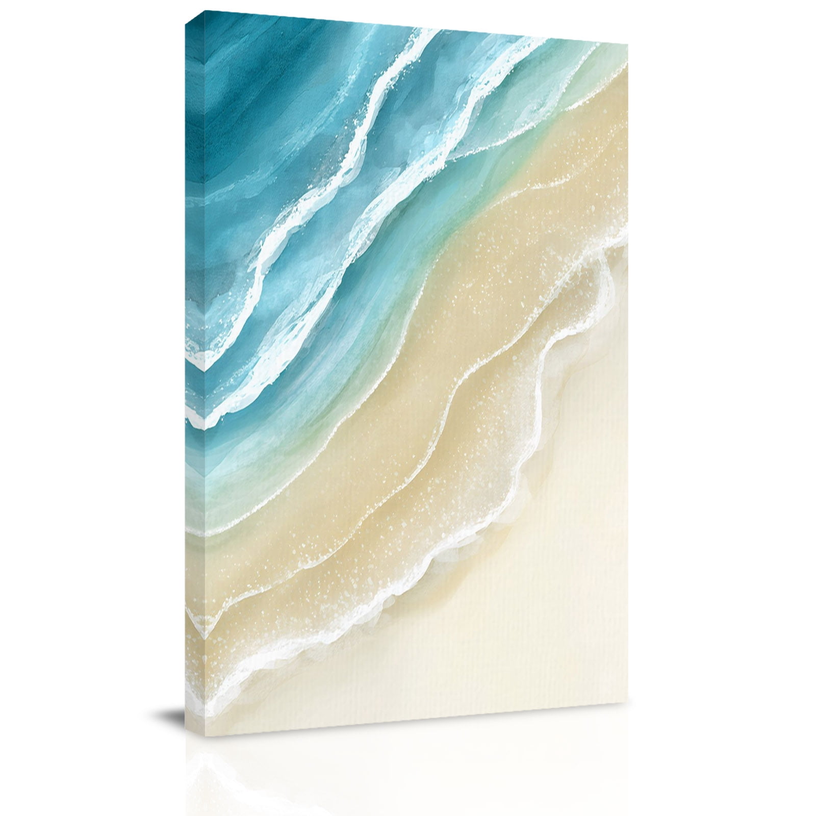 Abstracts Sandy Beach Canvas Wall Art for Living Room, Teal Blue Beige ...