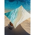 thumbnail image 1 of Abstracts Sandy Beach Sun Shade Sail 14' x 18', Turquoise Beige Gradient Ocean Wave Rectangle Outdoor Sunshade Canopy, Waterproof UV Block Patio Covers for Garden Yard Beach, 1 of 9