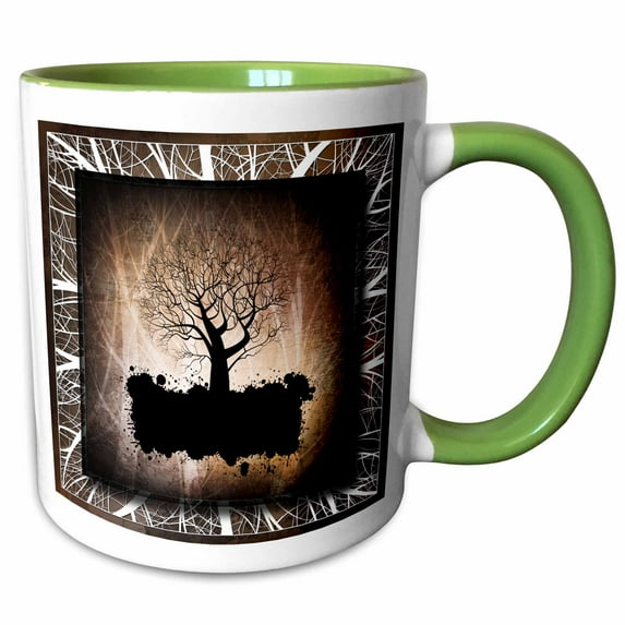 3drose, Abstrast Tree, 11oz Two-tone Green Mug