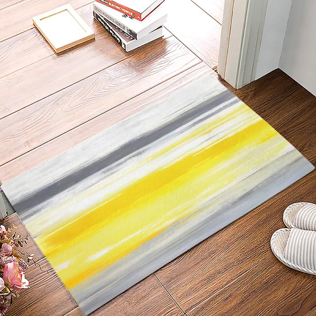 Abstrat Art Geometry Stripe Grey Yellow Indoor Outdoor Doormat