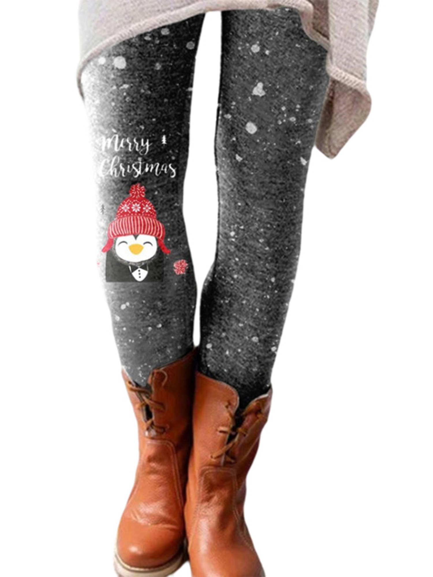 Abtel Ladies Leggings Slim Leg Trousers Winter Warm Bottoms Women Santa