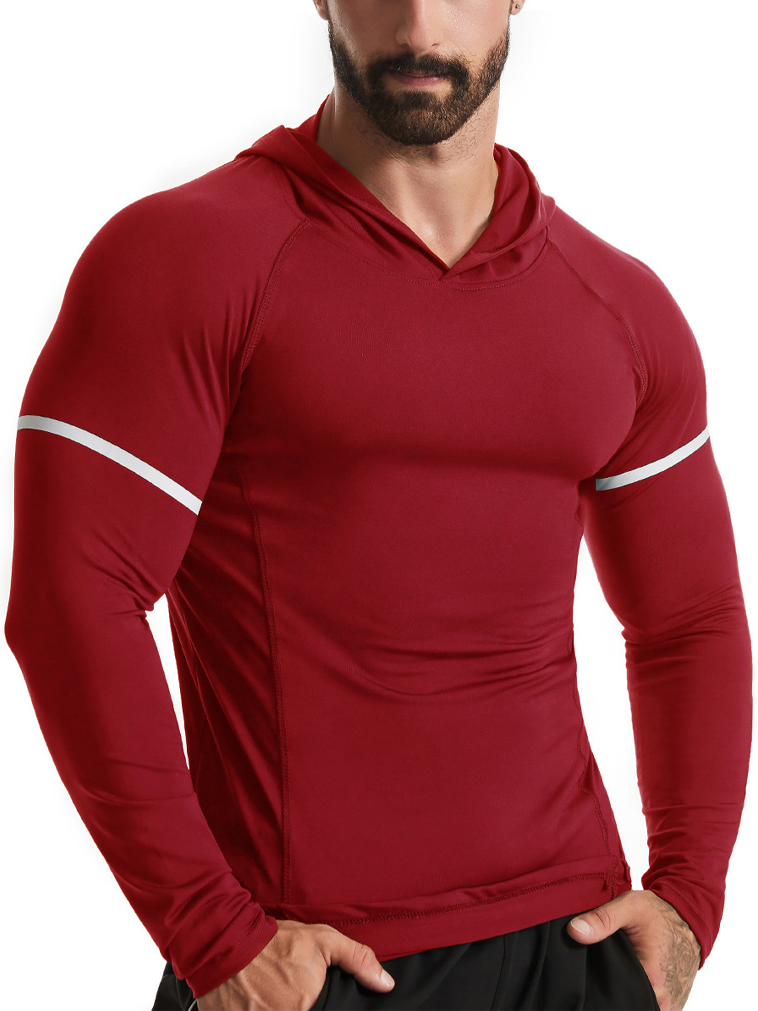 Abtel Mens Compression T Shirts Hooded Neck Winter Gear Running TShirt