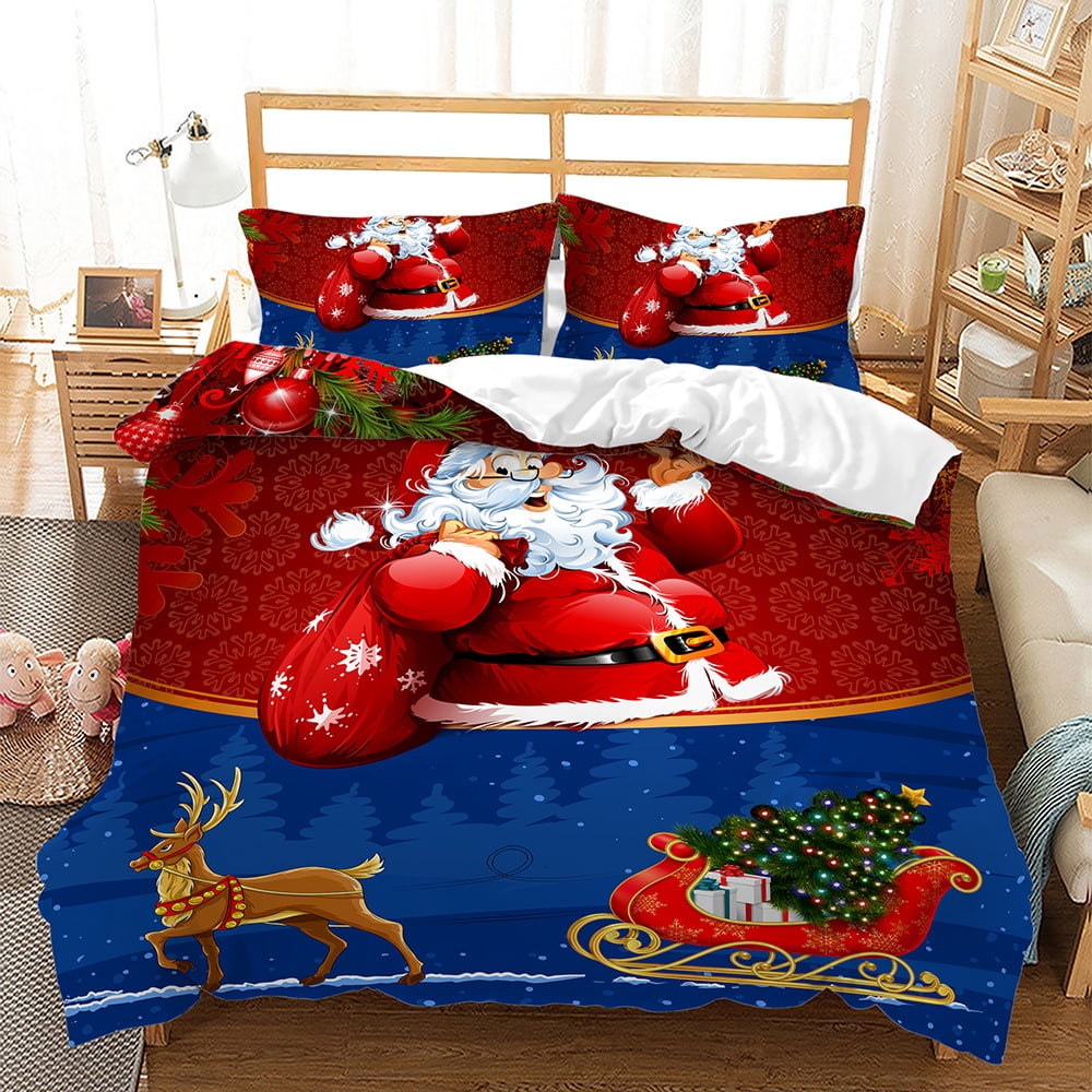 Abtel Xmas Quilt Cover Sets Zipper Duvet Cover Coverlet Set 3pcs Bedding Set With 2 Pillowcase