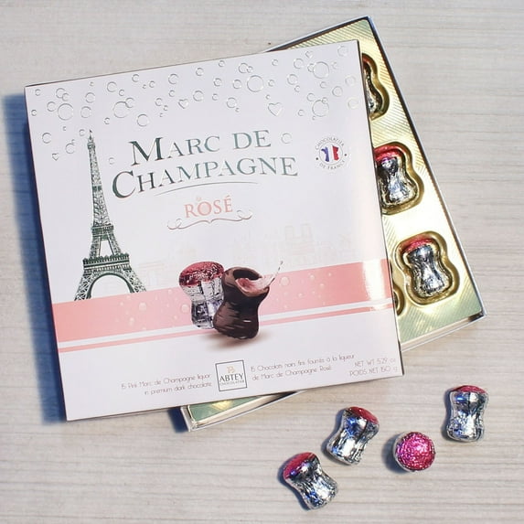 Abtey Cork-Shaped Dark Chocolates with Marc de Champagne Rosé