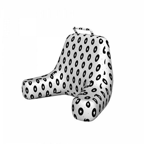 Abtsract Reading Pillow Cover, Style Circles Star Shapes and Polka Dots Backdrop Dream, Unstuffed Printed Bed Rest Case from Soft Fabric, XL Size, Black and White, by Ambesonne