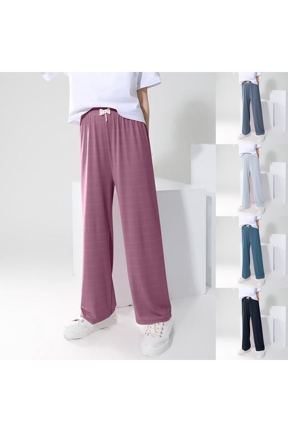 Boys Summer Full Length Pants Batik Print Elastic Cuff Pocket Sports Style