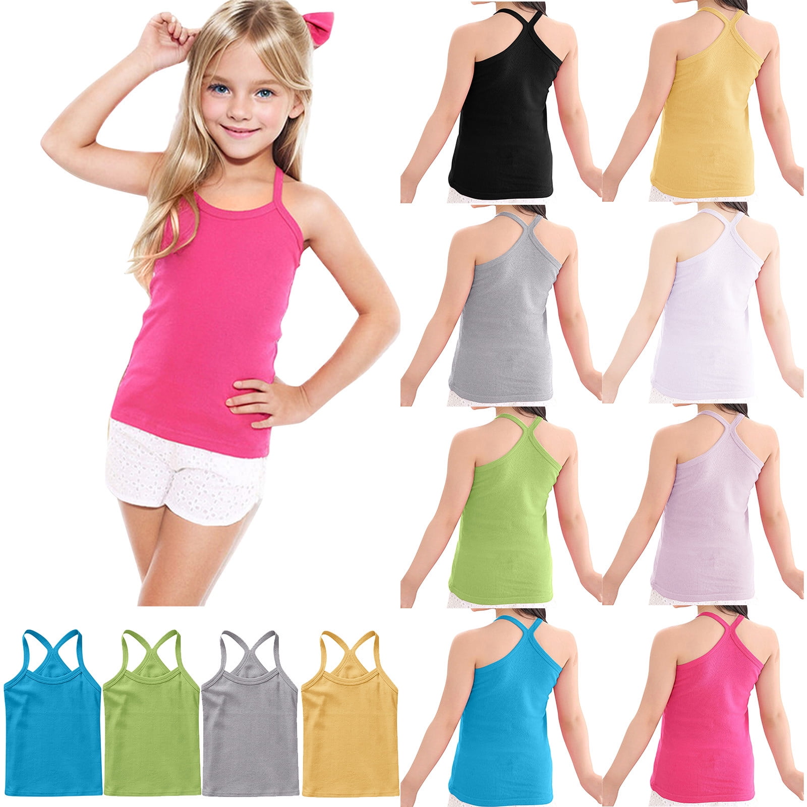 Abtuhar Boys and Girls 12 Months-13 Years Summer Camisole Solid Round
