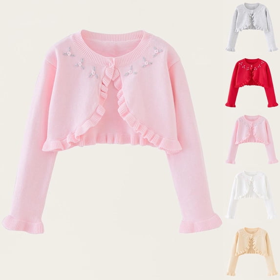 Abtuhar Boys and Girls Fall Winter Cardigan Coat Floral‑print Round‑neck Coat for 1‑10 Years