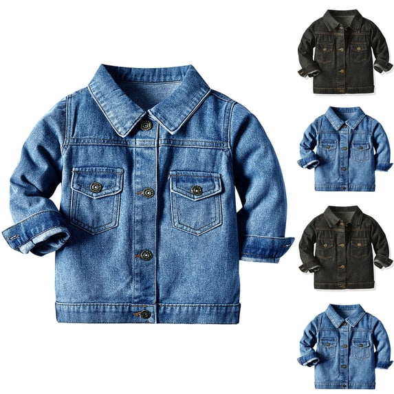 Abtuhar Boys and Girls Fall Winter Casual Outerwear and Jackets Four‑season Loose‑fit Vintage Denim Button‑up Casual Coat