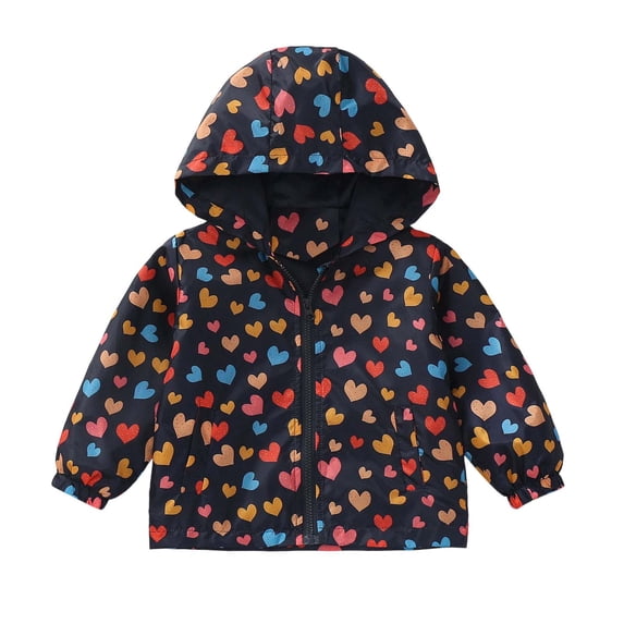 Abtuhar Boys and Girls Fall Winter Hooded Casual Outerwear and Jackets Printed Thin Zip‑up Casual Coat for 1‑6 Years