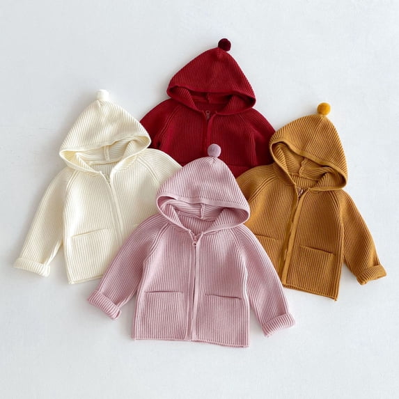 Abtuhar Boys and Girls Fall Winter Hooded Casual Outerwear and Jackets Solid Zip Up Raglan Sleeve Coat with Side Pockets