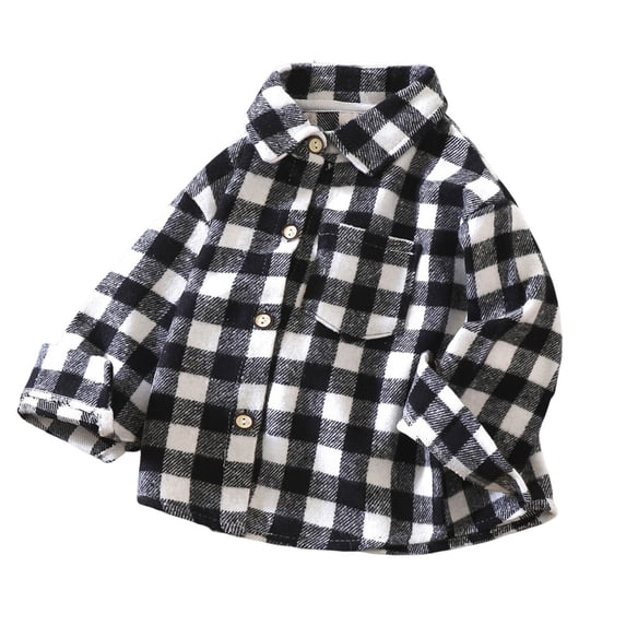 Abtuhar Children Fall Winter Casual Outerwear and Jackets Color‑block Plaid Collar Cardigan Coat for 2‑11 Years