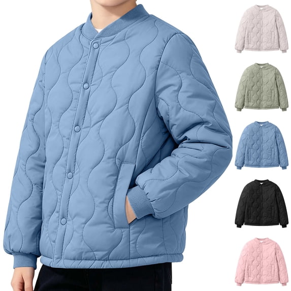 Abtuhar Children Fall Winter Casual Outerwear and Jackets Winter Solid Padded Inner‑use Warm Coat for 5‑11 Years