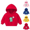thumbnail image 1 of Abtuhar Fall Hooded Dinosaur Print Fleece Lined Pullover Sweatshirt for Kids Long Sleeve Warm Casual Outer Wear Tops, 1 of 3