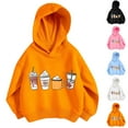 thumbnail image 1 of Abtuhar Fall Hooded Sweatshirt for Children Crew Neck Print Loose Outer Pullover Top Set, 1 of 4