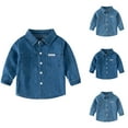 thumbnail image 1 of Abtuhar Fall Jacket Shirt for Little Boys Turndown Collar Button Front Solid Denim Fabric Outer Layer for 3-8 Years, 1 of 4