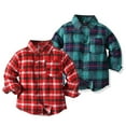 thumbnail image 1 of Abtuhar Fall Long Sleeve Outer Cardigan for Girls Boys Turndown Collar Plaid Shirt Style, 1 of 4
