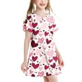 thumbnail image 1 of Abtuhar Girls 3 to 12 Years Summer Short Sleeve Round Neck All Over Print Loose Night Dress for Indoor Rest, 1 of 4