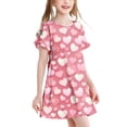 thumbnail image 1 of Abtuhar Girls 3 to 12 Years Summer Short Sleeve Round Neck All Over Print Loose Night Dress for Indoor Rest, 1 of 4