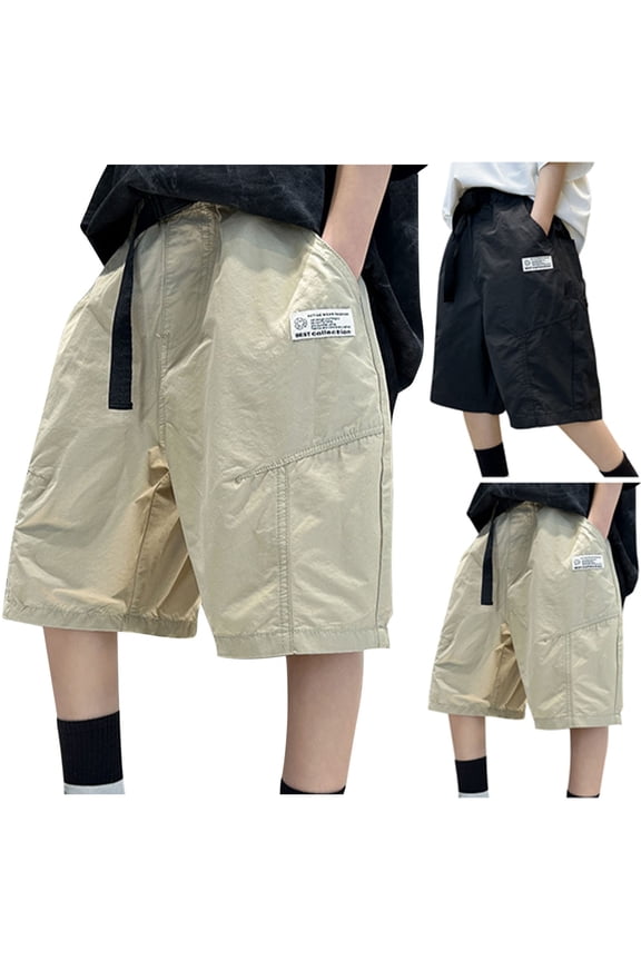 Girls Summer Capris Jeans Solid Color Pearl Flared Slit Hem Kids