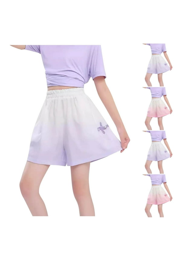 Girls Summer Short Jumpsuit Solid Color Flying Sleeve Bib Style Kids